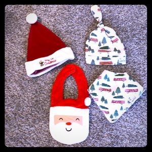 First Christmas lot- bibs and hats